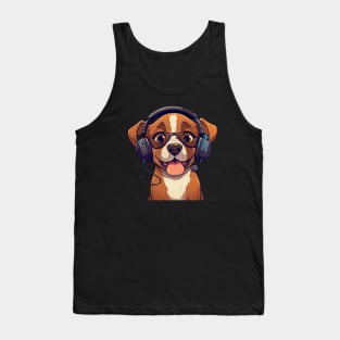 Dog Wearing Headphones and Sunglasses Tank Top